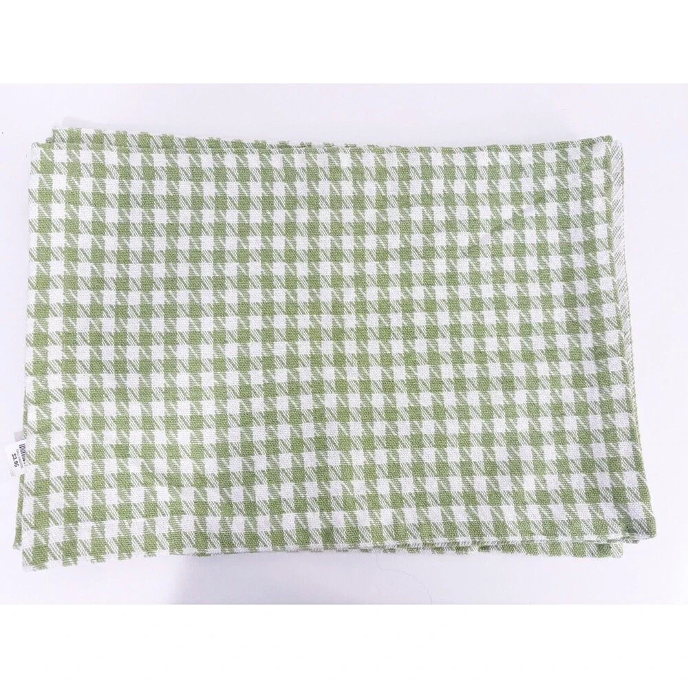 Vintage Pier 1 Green And White Houndstooth Placemats Set Of 4 Mismatched